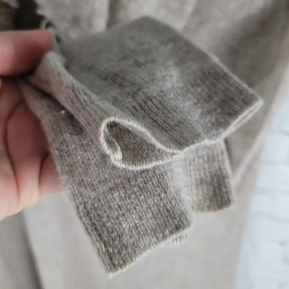 WHITE + WARREN | 100% cashmere knit fringe hooded open cardigan - Picture 3 of 7